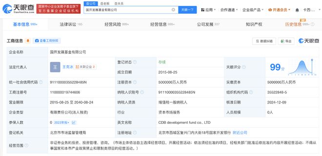 国开发展基金高层调整 张辉卸任执行董事，专注非证券业务投资方向